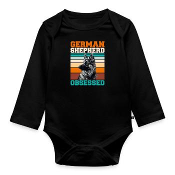 GERMAN SHEPHERD OBSESSED German Shepherd Owner - Organic Longsleeve Baby Bodysuit - black - Front