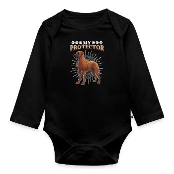 Rhodesian Ridgeback MY PROTECTOR Hunde - Baby Bio-Langarm-Body - Schwarz - Vorne