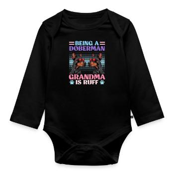Doberman ÊTRE UNE GRAND-MÈRE DOBERMAN, C’EST RUFF - Body Bébé bio manches longues - noir - Devant