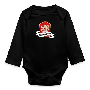 Tschechien Flagge Slowakei Land National - Baby Bio-Langarm-Body - Schwarz - Vorne