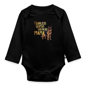 Dog Mom STRONG GERMAN SHEPHERD MOM - Organic Longsleeve Baby Bodysuit - black - Front