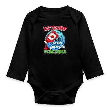 KETCHUP IS MY FAVORITE VEGETABLE Fun - Organic Longsleeve Baby Bodysuit - black - Front