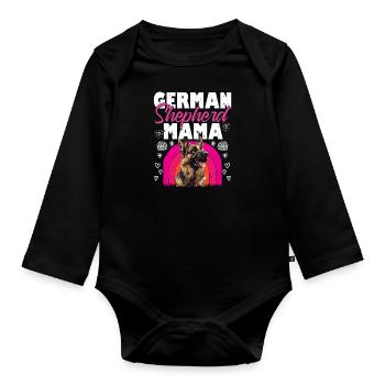 Hundemama GERMAN SHEPHERD MOM Hundebesitzerin - Baby Bio-Langarm-Body - Schwarz - Vorne