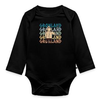 Grönland Thulemand Dänemark Inuit Religion - Baby Bio-Langarm-Body - Schwarz - Vorne