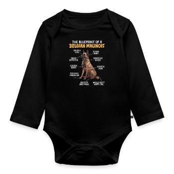 Belgischer Schäferhund BLUEPRINT OF A BEGLIAN - Baby Bio-Langarm-Body - Schwarz - Vorne