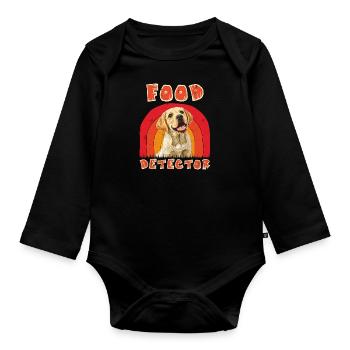 Labrador Lover FOOD DETECTOR Funny Labrador - Organic Longsleeve Baby Bodysuit - black - Front