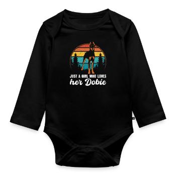Doberman JUSTE UNE FILLE QUI AIME SON DOBIE - Body Bébé bio manches longues - noir - Devant