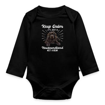 Neufundländer BLEIB COOL KEIN GRIZZLY BÄR NUR - Baby Bio-Langarm-Body - Schwarz - Vorne