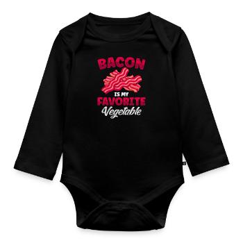 Anti Vegan Bacon is my Favorite Vegetable Lustiges - Organic Longsleeve Baby Bodysuit - black - Front
