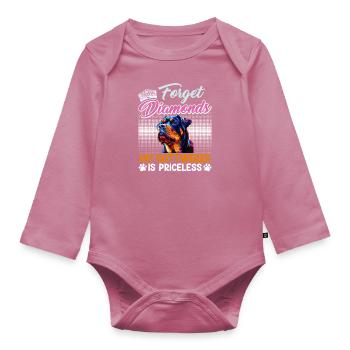 Rottweiler Woman FORGET DIAMONDS MY ROTTWEILER - Organic Longsleeve Baby Bodysuit - mauve - Front