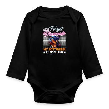 Rottweiler Frau VERGISS DIAMANTEN MEIN ROTTWEILER - Baby Bio-Langarm-Body - Schwarz - Vorne