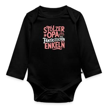 Stolzer Opa Bester Grossvater Enkelglück Geschenk - Baby Bio-Langarm-Body - Schwarz - Vorne