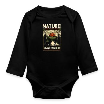 Natur! Komm für den Frieden. Verlassen Sie die Bären. - Baby Bio-Langarm-Body - Schwarz - Vorne