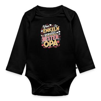 Von Enkeln Bester Opa Vatertag Bald Opa Enkelkind - Baby Bio-Langarm-Body - Schwarz - Vorne