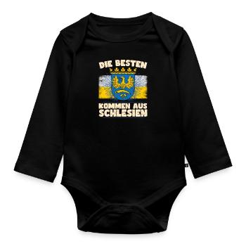Schlesien Breslau Provinz Deutschland Region - Baby Bio-Langarm-Body - Schwarz - Vorne