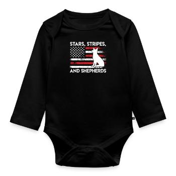 Amerika STARS STRIPES AND SHEPHERDS Deutscher - Baby Bio-Langarm-Body - Schwarz - Vorne