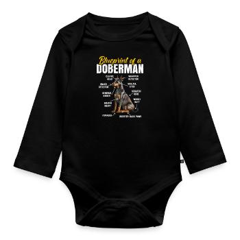 Doberman Hund BLUEPRINT OF A DOBERMAN Lustig - Baby Bio-Langarm-Body - Schwarz - Vorne