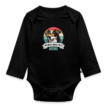 Dog Mom BEST BORDER COLLIE MOM Vintage - Organic Longsleeve Baby Bodysuit - black - Front