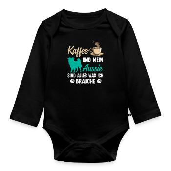 Aussie COFFEE AND MY AUSSIE EVERYTHING I NEED - Organic Longsleeve Baby Bodysuit - black - Front