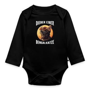 Bengal Cat SERVANT OF A BENGAL CAT Funny - Organic Longsleeve Baby Bodysuit - black - Front