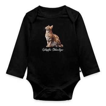 Chat du Bengale TIGRE DE MAISON TACHETÉ Drôle de Bengale - Body Bébé bio manches longues - noir - Devant