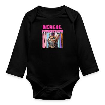 Bengal Chats Maman BENGAL PRINCESSE Drôle - Body Bébé bio manches longues - noir - Devant