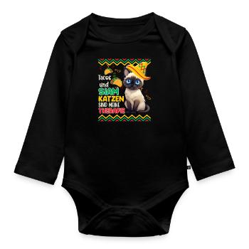 Siamese cats TACOS AND SIAMESE CATS ARE MINE - Organic Longsleeve Baby Bodysuit - black - Front
