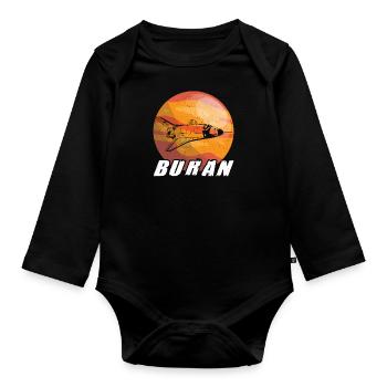 Energia Buran Weltraum UdSSR Raumschiff - Baby Bio-Langarm-Body - Schwarz - Vorne