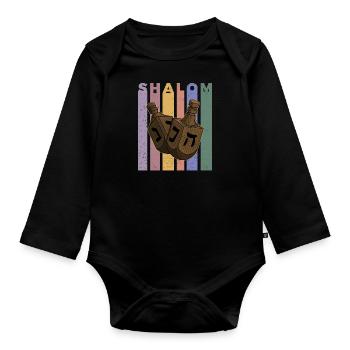 Israel Dreidelspiel Dreideö Hebräisch Thora - Baby Bio-Langarm-Body - Schwarz - Vorne