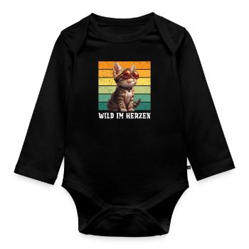 Bengal Cats WILD IN THE HEART Bengal Cats - Organic Longsleeve Baby Bodysuit - black - Front
