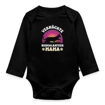 Bengalkatze VERRÜCKTE BENGALKATZEN MAMA Lustiges - Baby Bio-Langarm-Body - Schwarz - Vorne