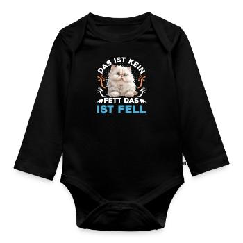 Cat owners NO FAT THIS IS FUR Fun - Organic Longsleeve Baby Bodysuit - black - Front