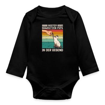 Siamese cat BEST SIAMESE CAT DAD IN THE AREA - Organic Longsleeve Baby Bodysuit - black - Front