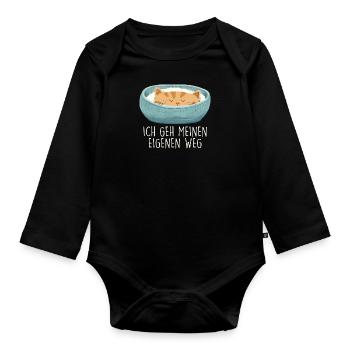 Siamese Cat I GO MY OWN WAY Fun - Organic Longsleeve Baby Bodysuit - black - Front