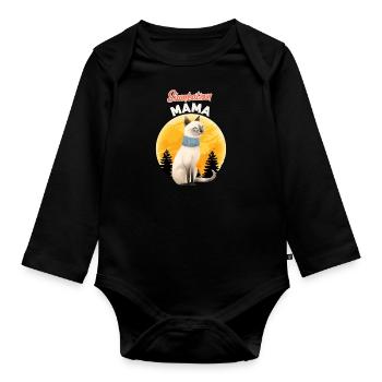 SIAMESEN MAMA SIAMESE CAT MOM Siamkatzen - Baby Bio-Langarm-Body - Schwarz - Vorne