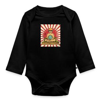 Sauna Sento Japan Badehaus Spa Tokio Dampf - Baby Bio-Langarm-Body - Schwarz - Vorne