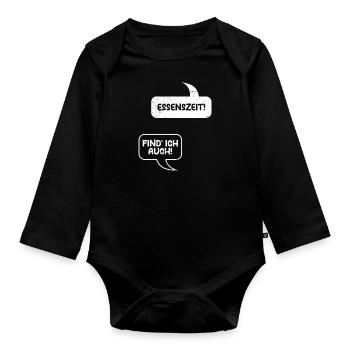 Bald Mama ESSENSZEIT FIND AUCH AUCH! Baby - Baby Bio-Langarm-Body - Schwarz - Vorne