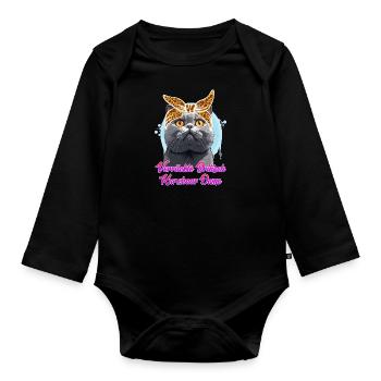 British Shorthair CRAZY BRITISH SHORTHAIR - Organic Longsleeve Baby Bodysuit - black - Front