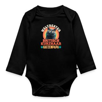 Cat Dad WORLD'S BEST BRITISH SHORTHAIR - Organic Longsleeve Baby Bodysuit - black - Front