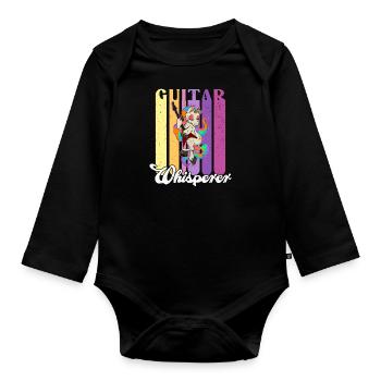 Musikrock Metall Band Einhorn Regenbogen - Baby Bio-Langarm-Body - Schwarz - Vorne