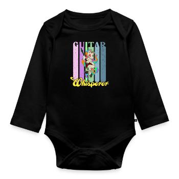 Musikrock Metall Band Einhorn Regenbogen - Baby Bio-Langarm-Body - Schwarz - Vorne