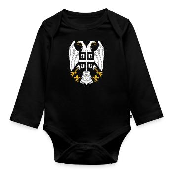 Serbe Serbien Adler Balkan Urlaub National Herkunf - Baby Bio-Langarm-Body - Schwarz - Vorne