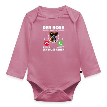 Boxeur allemand CALLS I HAVE TO GO Funny - Body Bébé bio manches longues - mauve - Devant