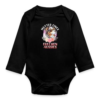 MÈRE D’UN BERGER AUSTRALIEN AUSTRALIEN EFFRONTÉ - Body Bébé bio manches longues - noir - Devant