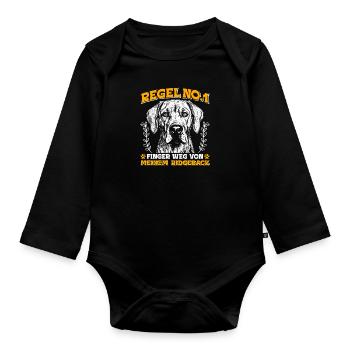 Ridgeback RÈGLE N° 1 NE TOUCHEZ PAS À MY - Body Bébé bio manches longues - noir - Devant