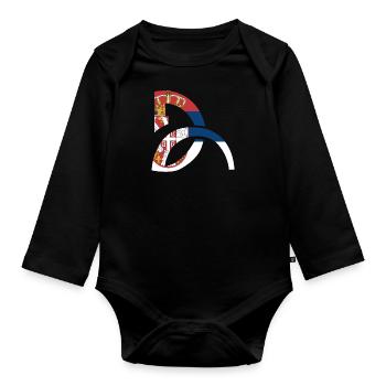 Adler Flagge Serbien Serbisch Herkunft Belgrad SFR - Baby Bio-Langarm-Body - Schwarz - Vorne