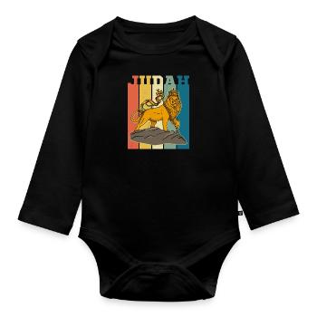 Löwe von Juda Rasta Reggae Nusik Afrika Christentu - Baby Bio-Langarm-Body - Schwarz - Vorne