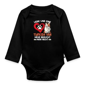 Katzenmama LIEBE UND EINE TURKISH VAN IST ALLES - Baby Bio-Langarm-Body - Schwarz - Vorne