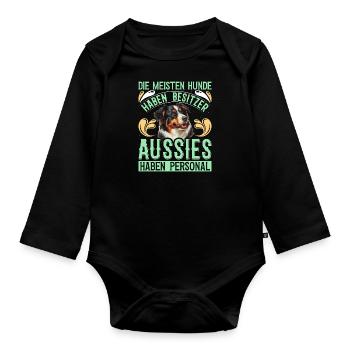 AUSSIES HAVE STAFF MOST DOGS HAVE - Organic Longsleeve Baby Bodysuit - black - Front