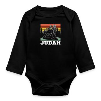 Christentum Löwe von Juda Jufah Afrika Kultur Musi - Baby Bio-Langarm-Body - Schwarz - Vorne